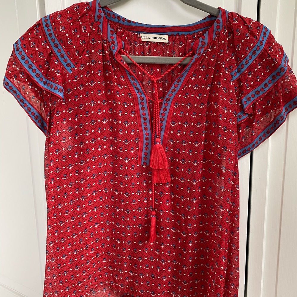 Ulla Johnson Red Sheer Shirt Size 2